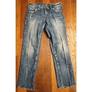 Silver Jean Women’s 26/28 Blue Denim Sam Boyfriend Jeans (30 x 28 actual) crop